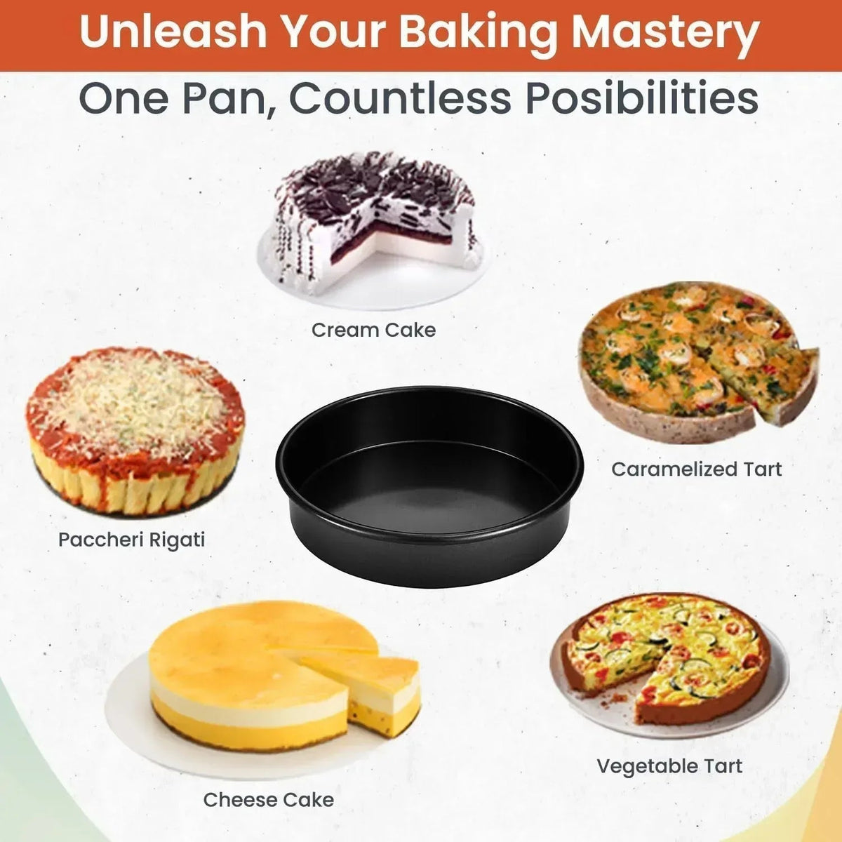 RFAQK 133PCs Round Cake Pans Sets for Baking + Cake Decorating Supplies - 3 Non-Stick 8 Inch Cake Pan with Baking Supplies, Piping Tips, Cake Leveler, Icing Spatula and 35 Parchment Papers with eBook