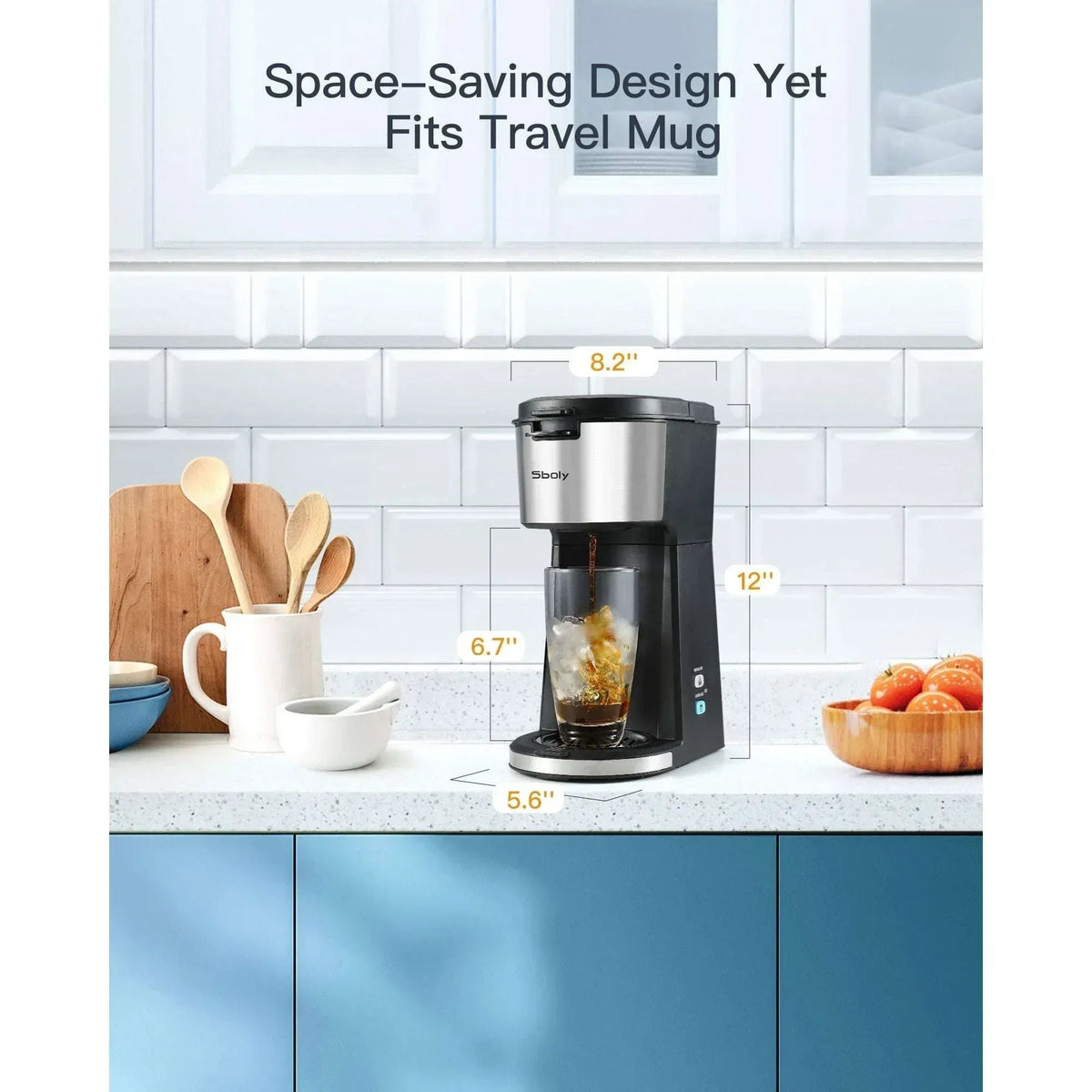Sboly Iced Coffee Maker, Hot and Cold Coffee Maker Single Serve Coffee Maker for K Cup & Ground Coffee, with Descaling Reminder and Self Cleaning