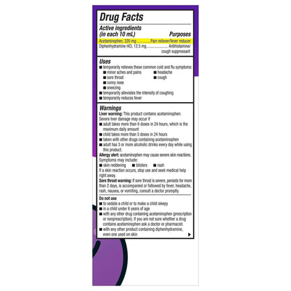 Children’s Dimetapp Multi-Symptom Flu Liquid, Fever, Cough & Cold Relief, 4 fl oz