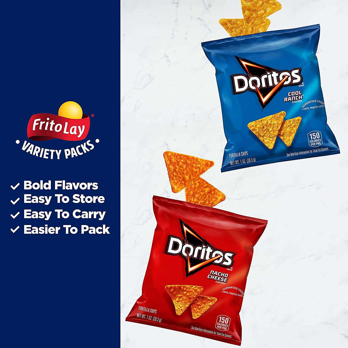 (Pack of 2) Doritos Cool Ranch Flavored Tortilla Chips Snacks Multipack, 1 oz Bags, 40 Count