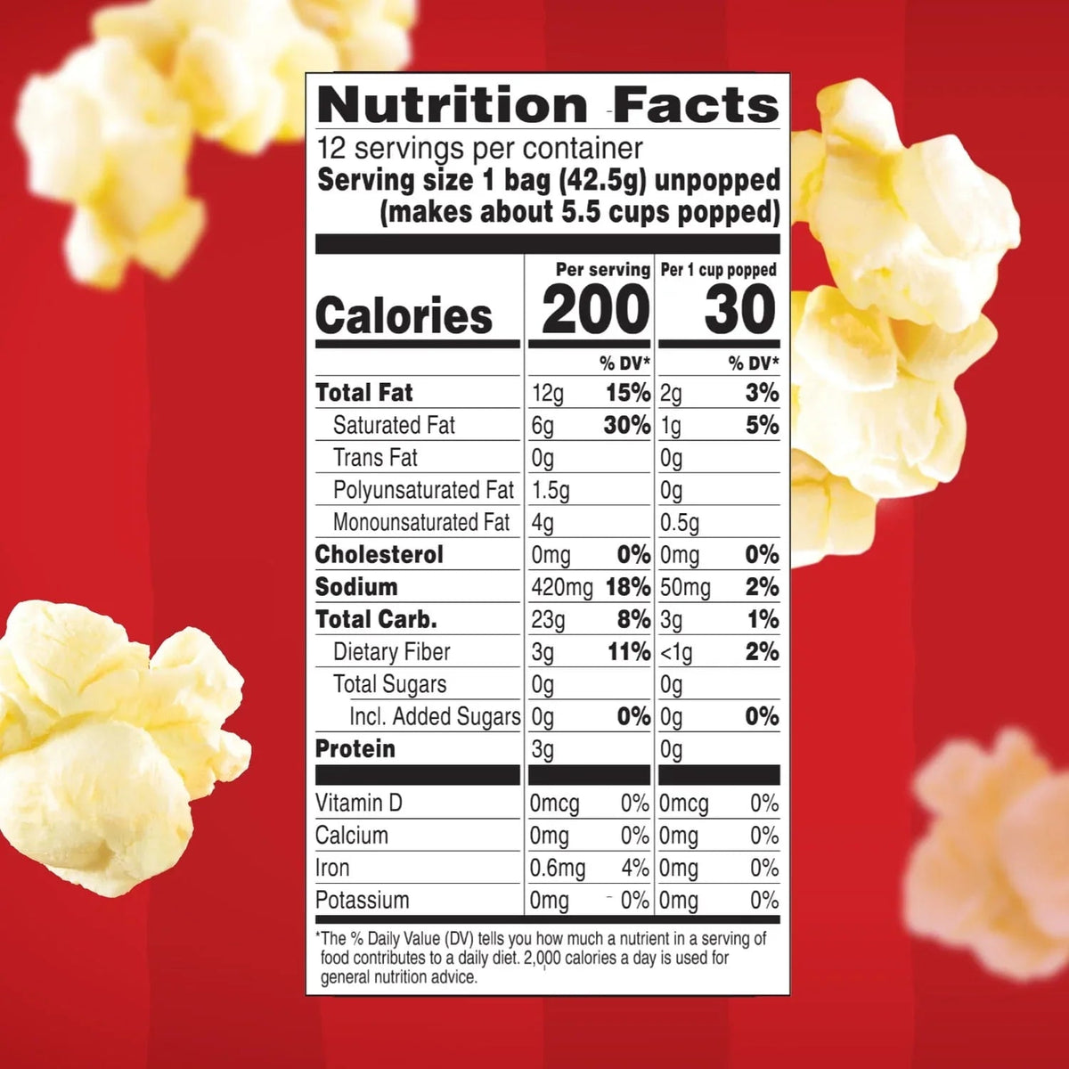 Orville Redenbacher’s Microwave Popcorn Mini Bags, Movie Theater Butter Flavor, 1.5 oz., 12-Count