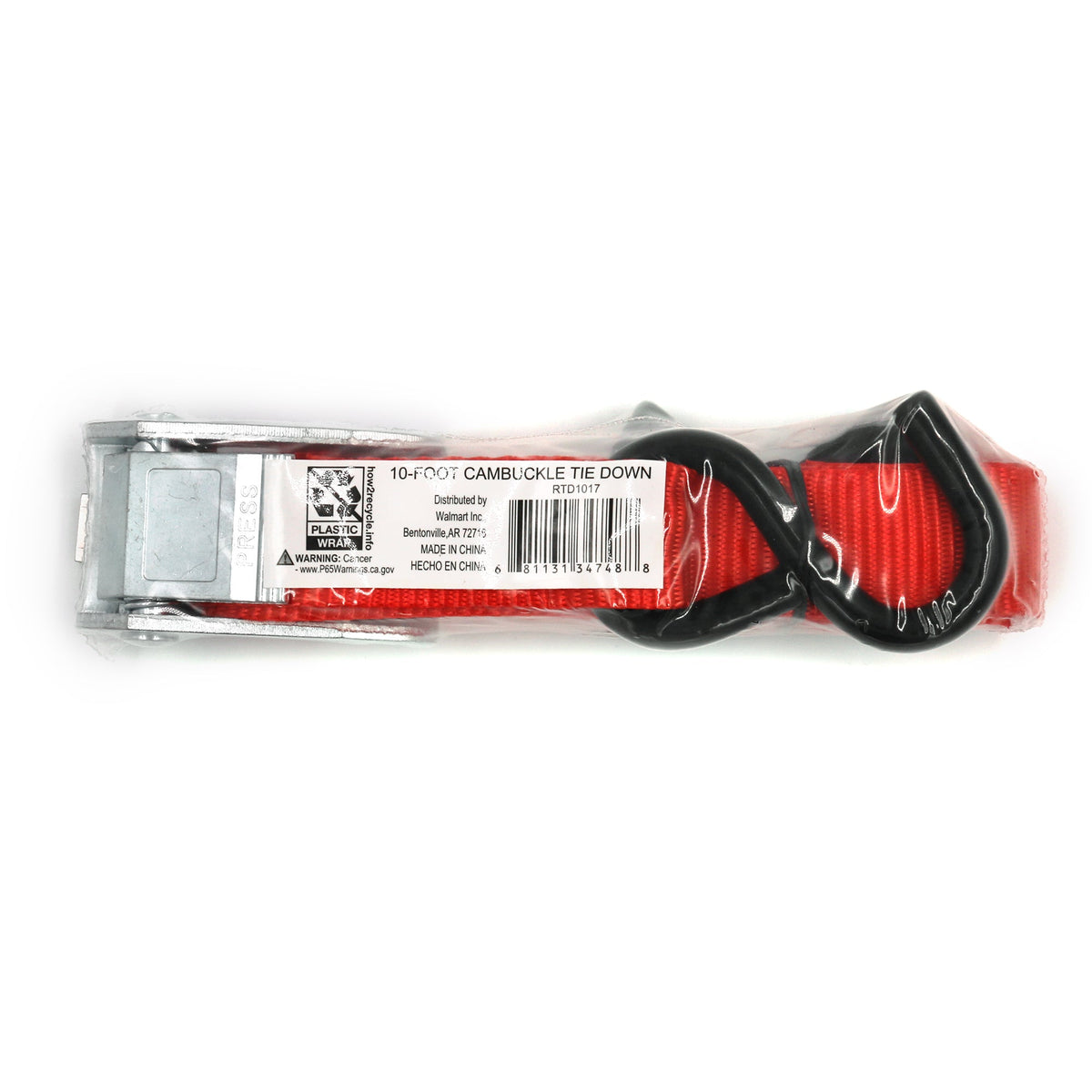 Hyper Tough 1 inch by 10 feet 300 lbs. S-Hook Cam Buckle Strap Tie Down