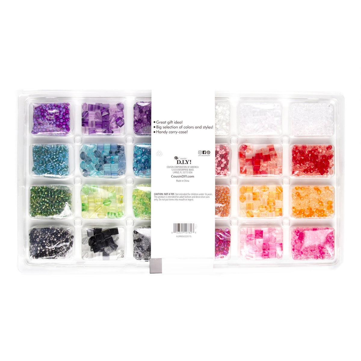 Cousin DIY Acrylic Bead Assortment Mix, Rainbow Colors, AJM65022015, 2500 Piece, Adult