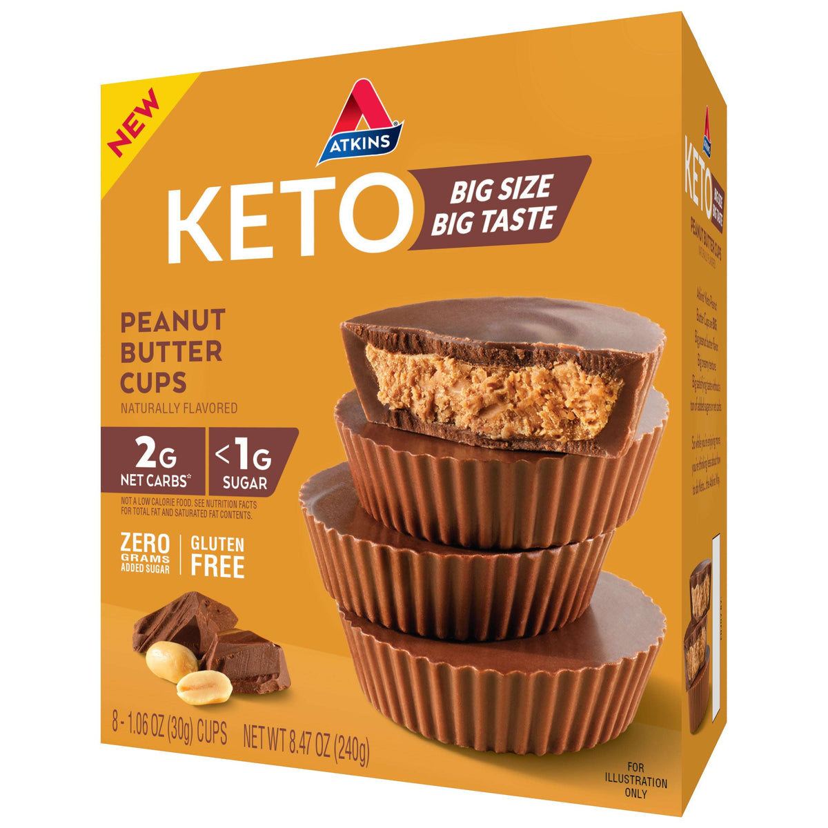 Atkins Keto Peanut Butter Cups, Gluten Free, 1.06 oz, 8 Count