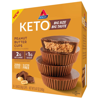 Atkins Keto Peanut Butter Cups, Gluten Free, 1.06 oz, 8 Count