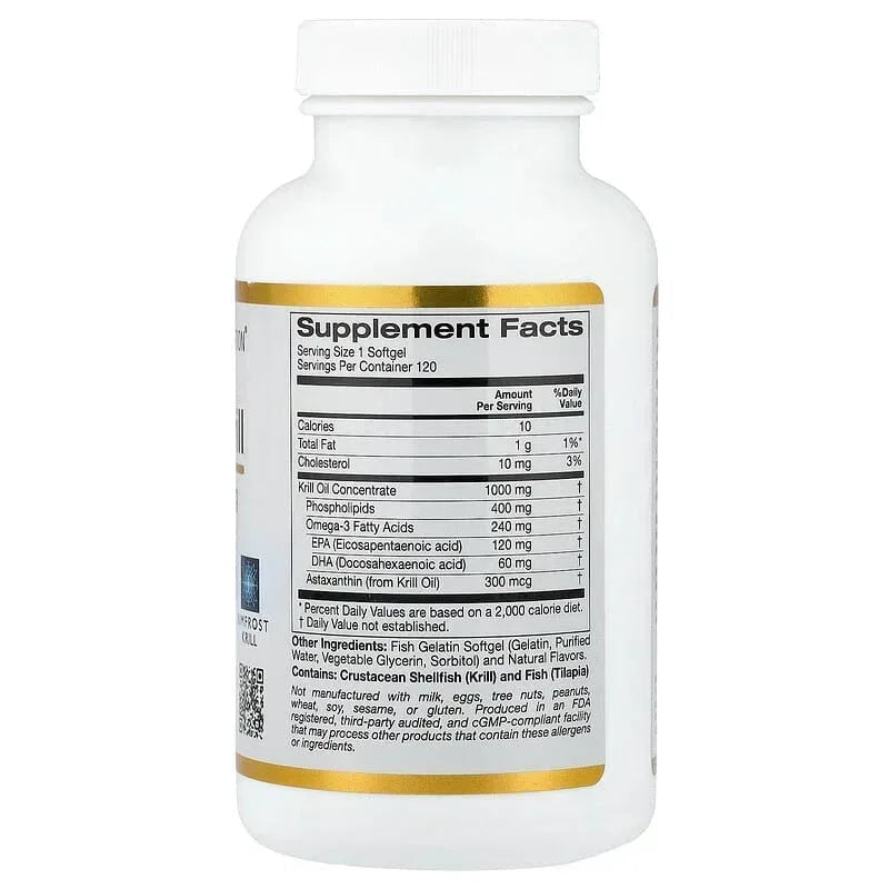 California Gold Nutrition, Antarctic Krill Oil, Omega-3 Phospholipids Complex with EPA, DHA, and Astaxanthin, Natural Strawberry and Lemon