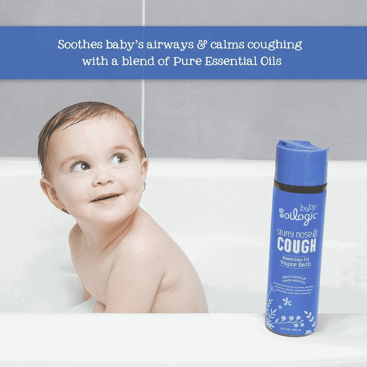 Oilogic Stuffy Nose & Cough Essential Oil Vapor Bath for Baby, 9 oz