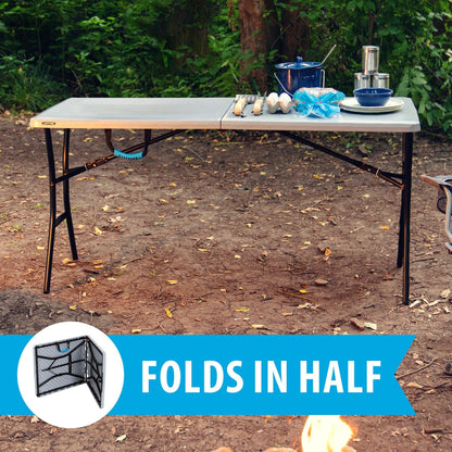 Lifetime 5 Foot Rectangle Fold-in-Half Table, Indoor/Outdoor Essential, Gray, 60.3" x 25.5"