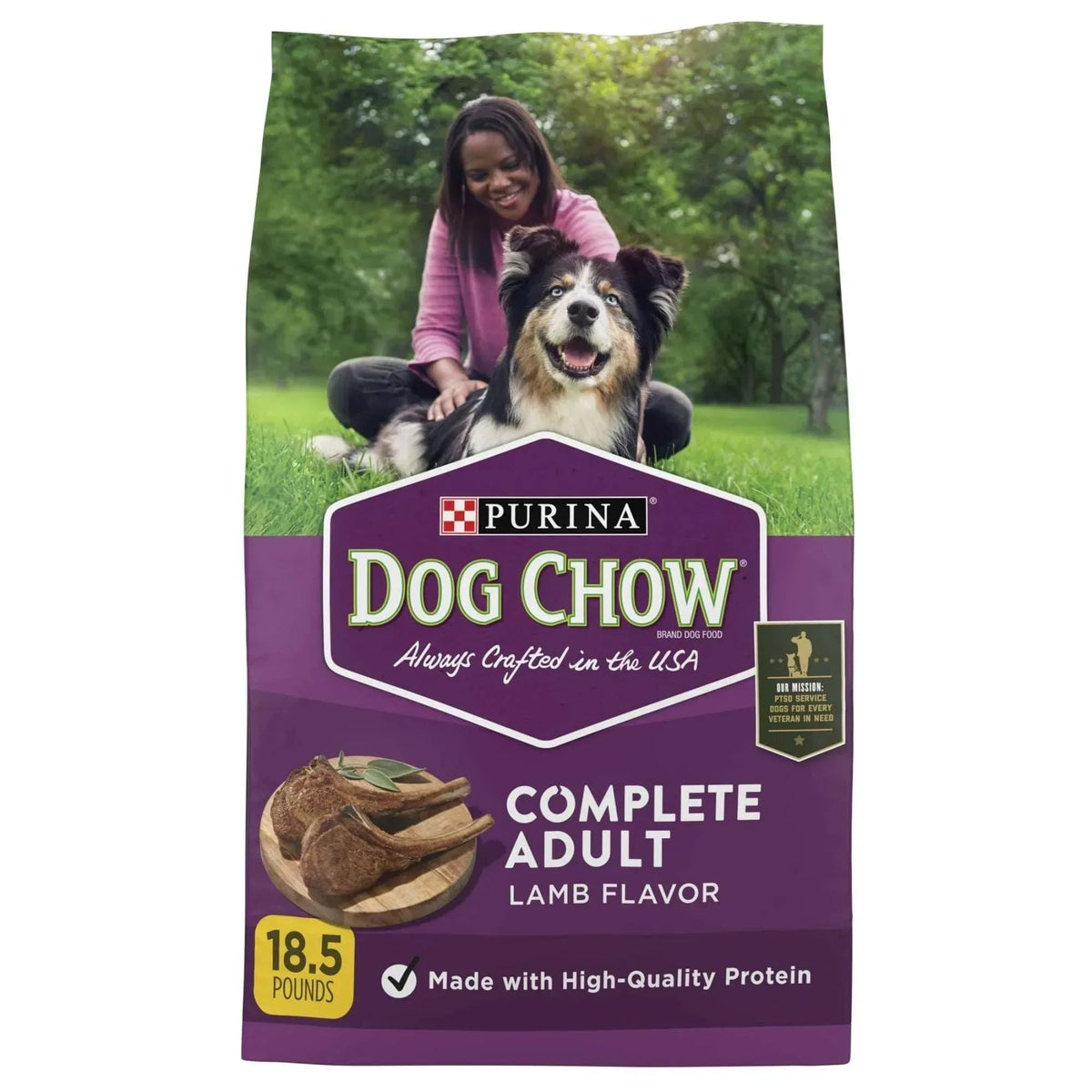 Purina Dog Chow Complete Dry Dog Food for Adult Dogs High Protein, Lamb
