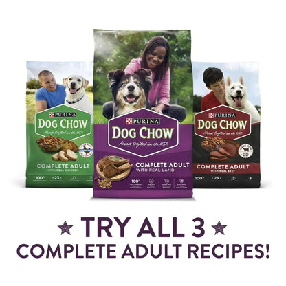Purina Dog Chow Complete Dry Dog Food for Adult Dogs High Protein, Lamb