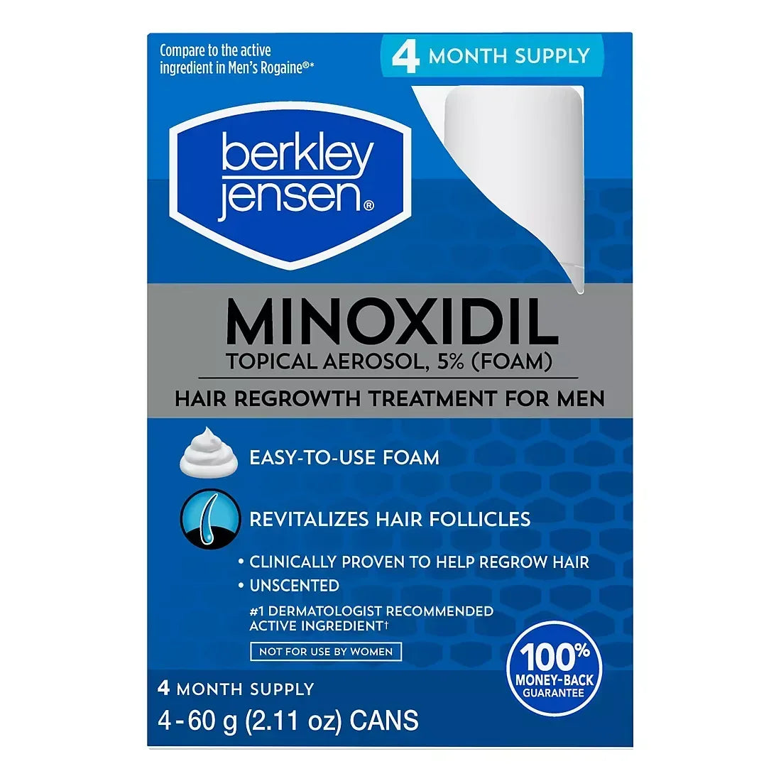 Berkley Jensen Minoxidil Foam Topical Aerosol Hair Regrowth Treatment for Men, 4 Pack