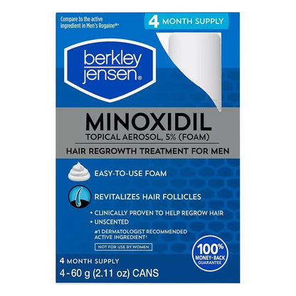 Berkley Jensen Minoxidil Foam Topical Aerosol Hair Regrowth Treatment for Men, 4 Pack