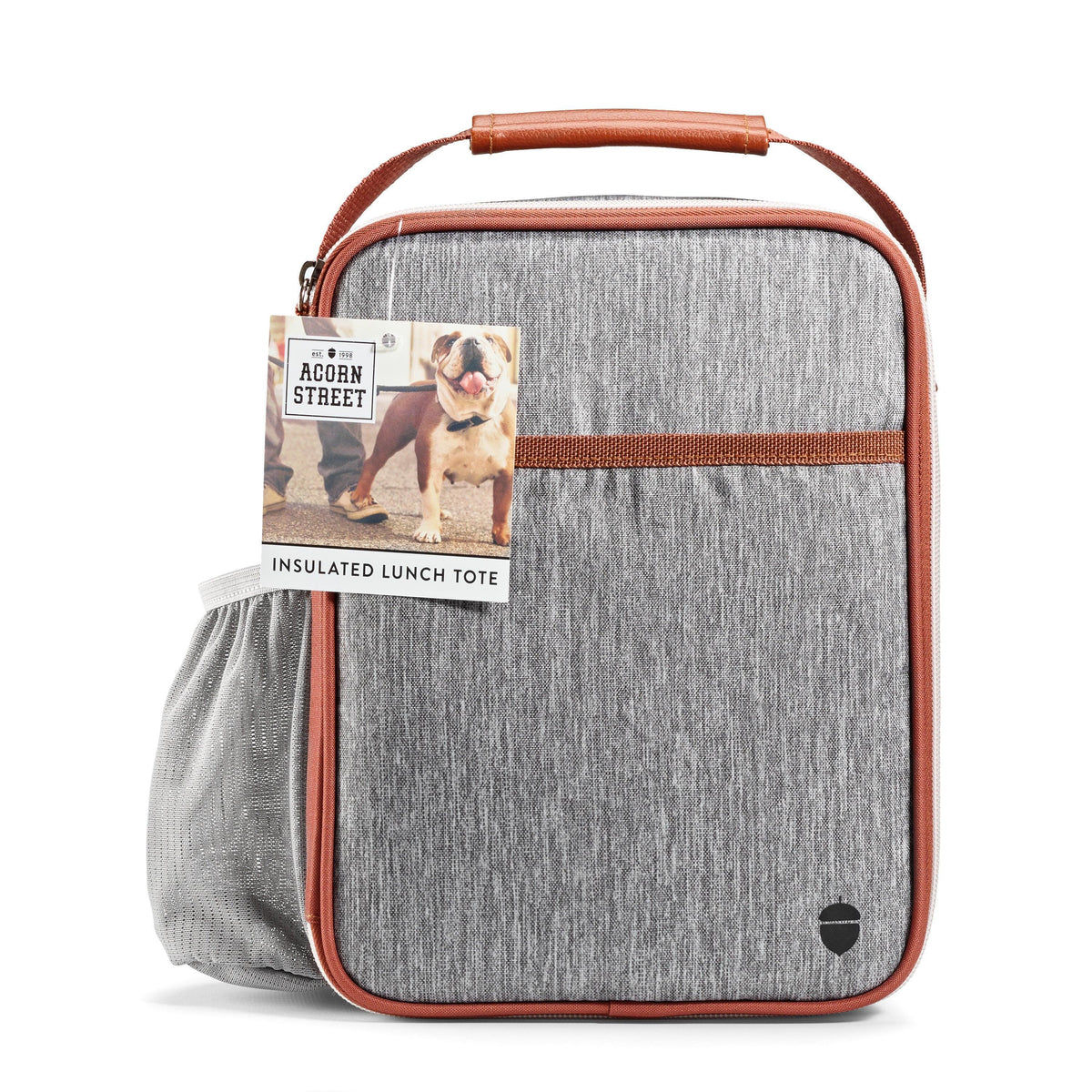 Acorn St by Fit & Fresh Vertical Insulated Reusable Lunch Bag for Men, Women, Kids, Steel