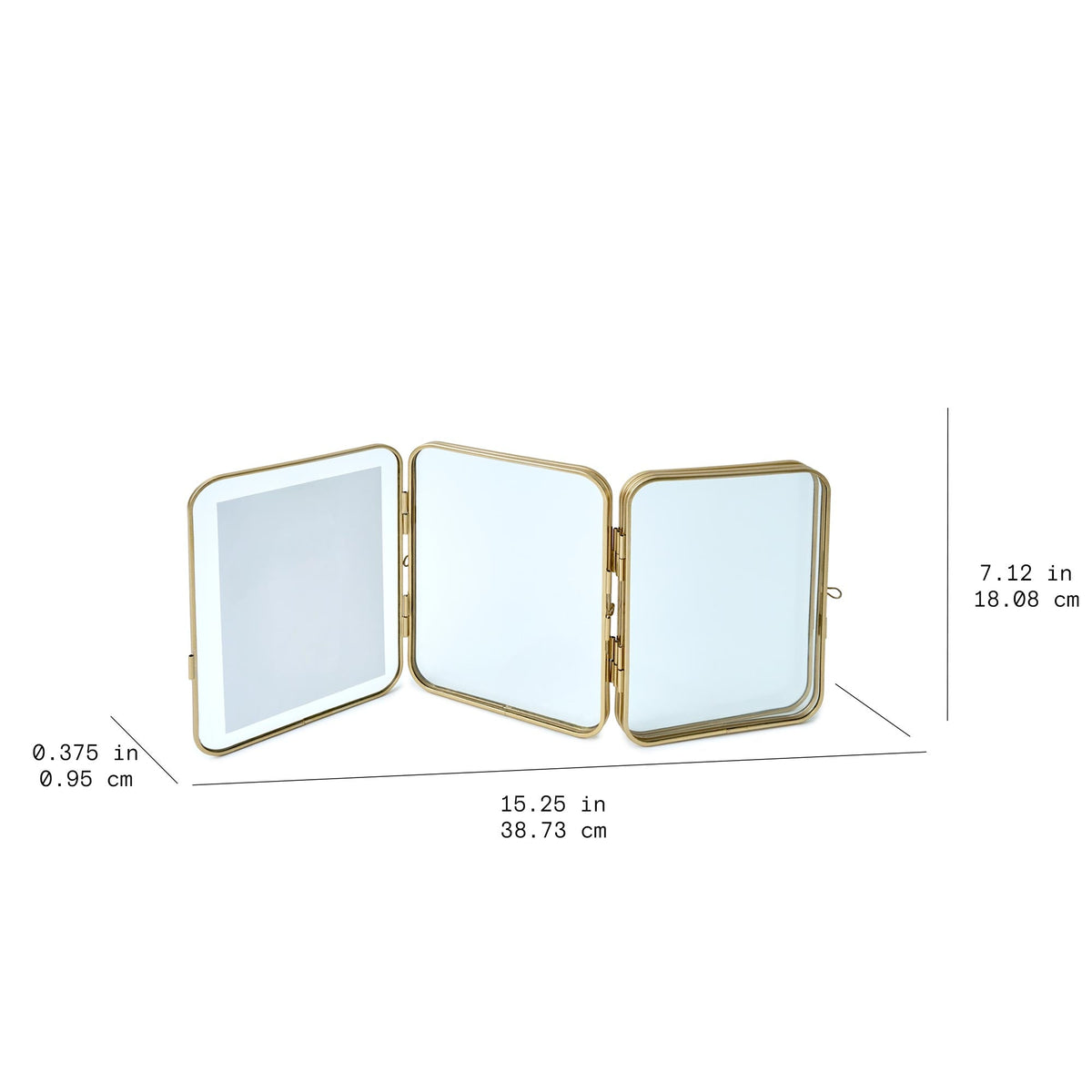 Beautiful 3 Piece Gold Metal Folding Picture Frame by Drew Barrymore - Fits 5x7 and 4x6 Photos - Multi Picture Frame for Collage Display - Gold Photo Frame Set for Family, Graduation, Mother’
