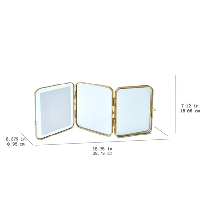 Beautiful 3 Piece Gold Metal Folding Picture Frame by Drew Barrymore - Fits 5x7 and 4x6 Photos - Multi Picture Frame for Collage Display - Gold Photo Frame Set for Family, Graduation, Mother’