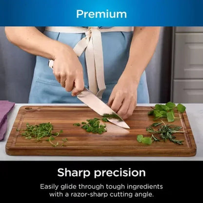 Ninja Foodi Neverdull Premium 12-Piece German Stainless Steel Knife System with Built-In Sharpener, White