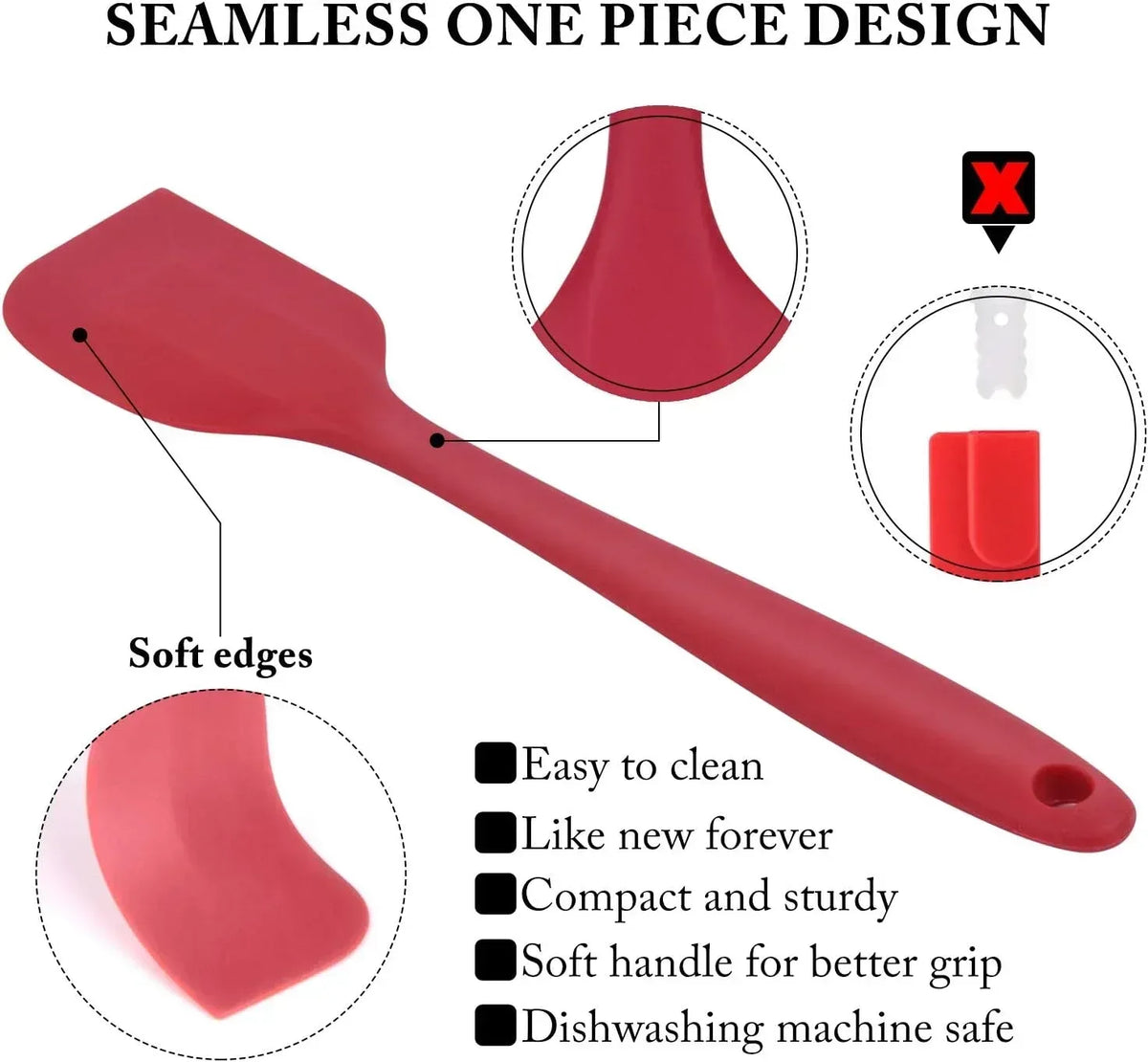 Food Grade Silicone Rubber Spatula Set for Baking, AOKIWO 5Pcs Cooking Utensil Set, High Heat Resistant Non Stick Dishwasher BPA-Free