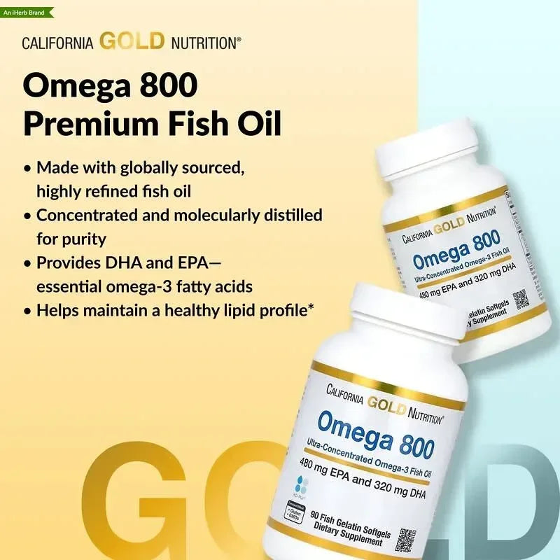 California Gold Nutrition, Omega 800 Ultra-Concentrated Omega-3 Fish Oil, kd-pur® Triglyceride Form (1,000 mg per Softgel)