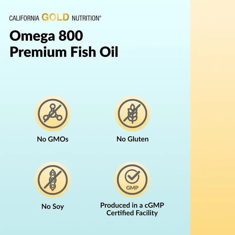 California Gold Nutrition, Omega 800 Ultra-Concentrated Omega-3 Fish Oil, kd-pur® Triglyceride Form (1,000 mg per Softgel)