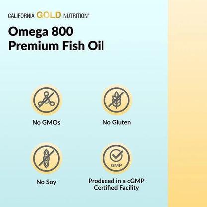 California Gold Nutrition, Omega 800 Ultra-Concentrated Omega-3 Fish Oil, kd-pur® Triglyceride Form (1,000 mg per Softgel)