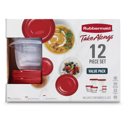 Rubbermaid Takealongs 12 Piece Food Storage Set, Red