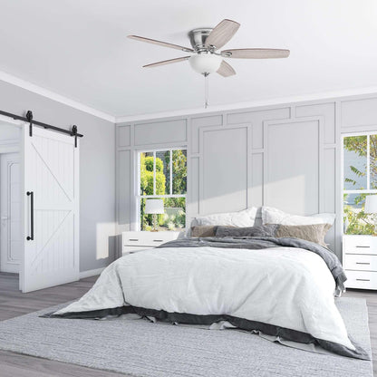 Honeywell Rockford 52" Traditional Satin Nickel Indoor Ceiling Fan with Light, Pull Chains & Reversible Motor