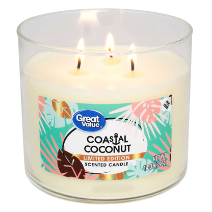 Great Value Limited Edition Coastal Coconut Candle, 14 OZ