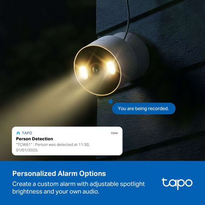 TP-Link Tapo TCW61 Indoor/Outdoor HD Security Camera with Color Night Vision, Free Smart AI Detection, No Subscription Needed, 2-Way Audio, Local Storage, Alexa & Google Home Compatible