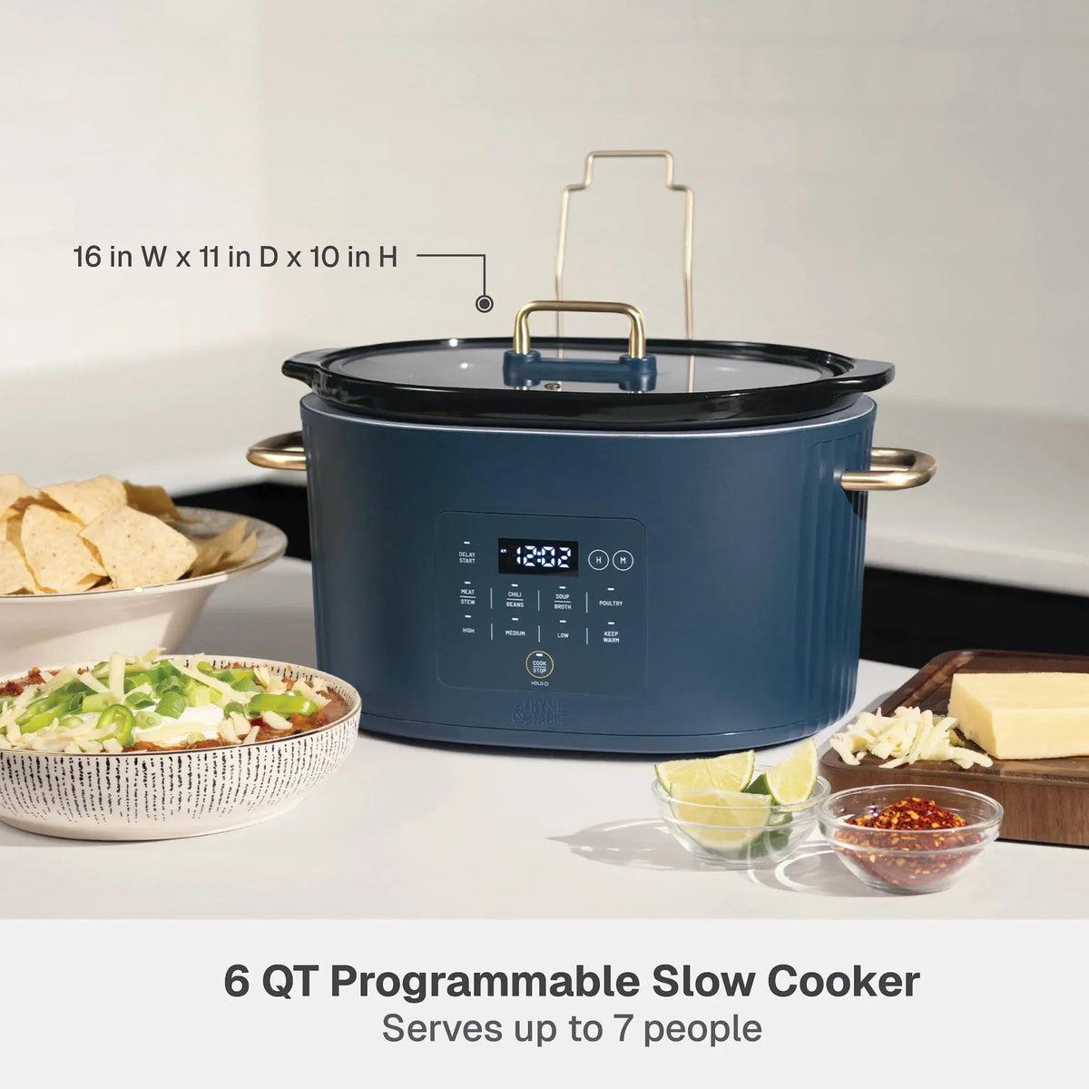 Thyme & Table 6QT Programmable Slow Cooker, Atlantic Blue