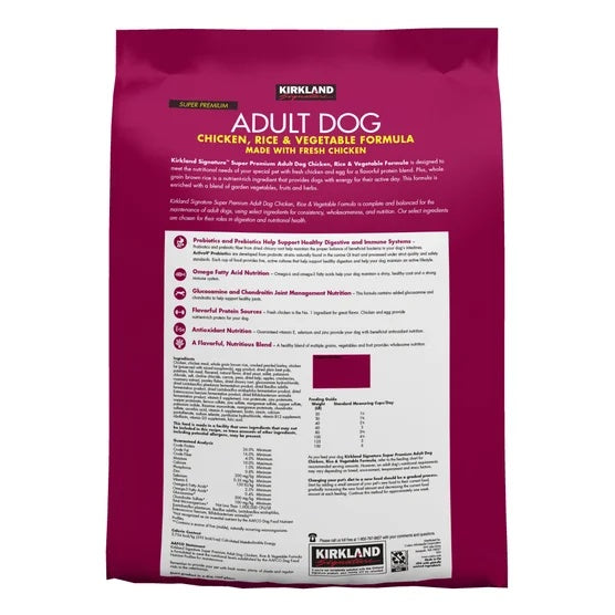 Kirkland Signature Adult Formula Chicken, Rice and Vegetable Dog Food, 40 lbs