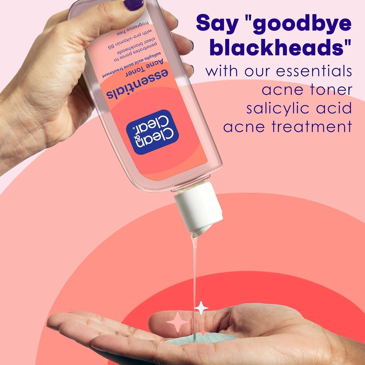 Clean & Clear Essentials Oil-Free Acne Toner, 2% Salicylic Acid Acne Treatment with Pro-Vitamin B5, Deep Pore Facial Toner for Blackheads & Pimples, Fragrance Free, 8 fl. oz
