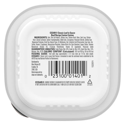 Cesar Loaf in Sauce Beef Recipe Adult Wet Dog Food, 3.5 oz Easy Peel Trays