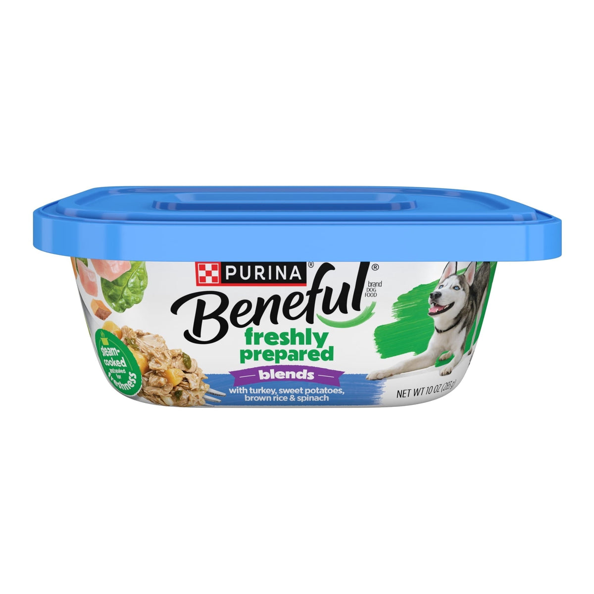 (4 pack) Purina Beneful Freshly Prepared Blends Wet Dog Food with Turkey, Sweet Potatoes, Brown Rice and Spinach, 10 oz Tub