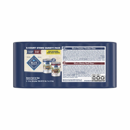 Blue Buffalo Blue's Stew Natural Wet Dog Food, Hearty Beef & Country Chicken Variety Pack