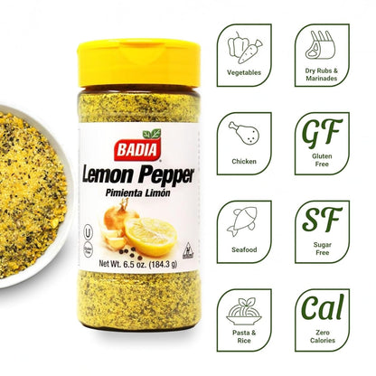 Badia Lemon Pepper Seasoning, 24 oz - Pepper, Garlic & Onion, Zesty Citrus Blend for Chicken, Seafood & Vegetables