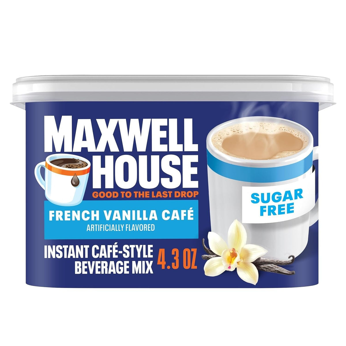 Maxwell House Vanilla Caramel Latte Mix, 8.7 oz + French Vanilla Café-Style Instant Coffee Beverage Mix, 4.3 oz, (Variety Pack)
