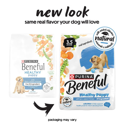 Purina Beneful Healthy Puppy with Farm-Raised Chicken, Natural High Protein Dry Puppy Food Formula with Added Vitamins, Minerals and Nutrients, 14 lb Bag