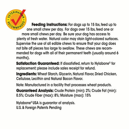Nylabone Natural Nubz Edible Dog Dry Chew Treat, Chicken Flavor, Small