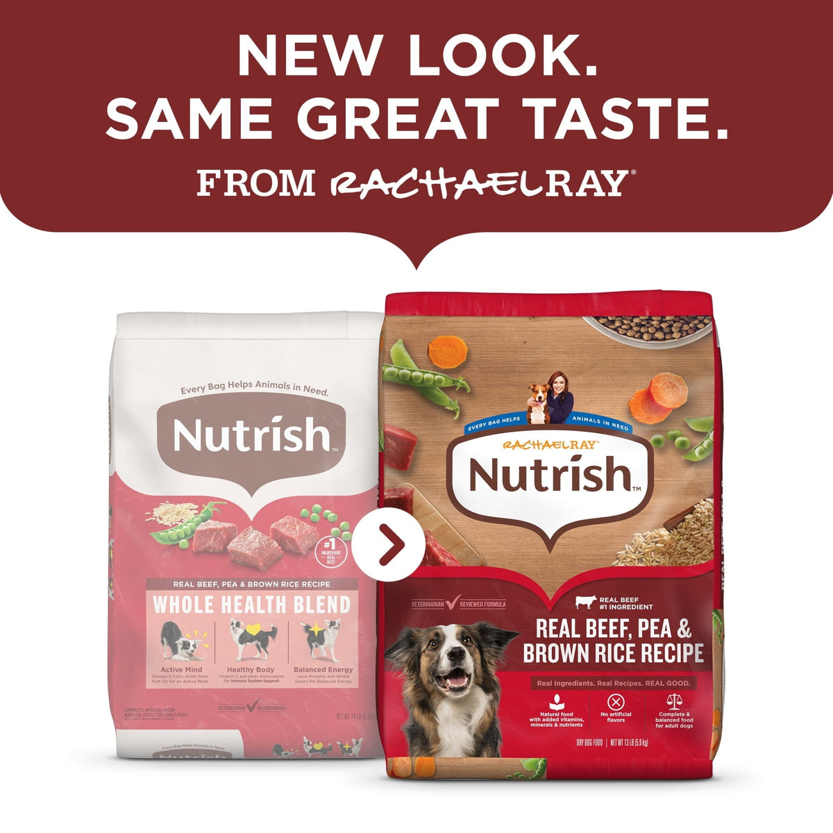 Rachael Ray Nutrish Adult Dry Dog Food Real Beef, Pea & Brown Rice Recipe