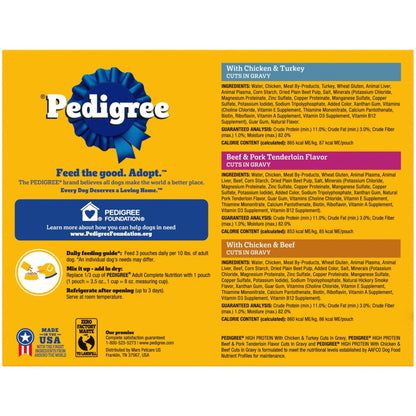 Pedigree High Protein Dog Food Wet Variety Pack Pouches, 3.5 oz. Pouches, 18 Count