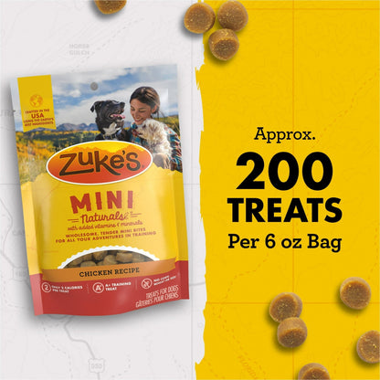 Zuke’s Mini Naturals Dog Training Treat Bites, Soft, Chewy, And Natural Bag Of Treats For Dogs, Chicken Recipe