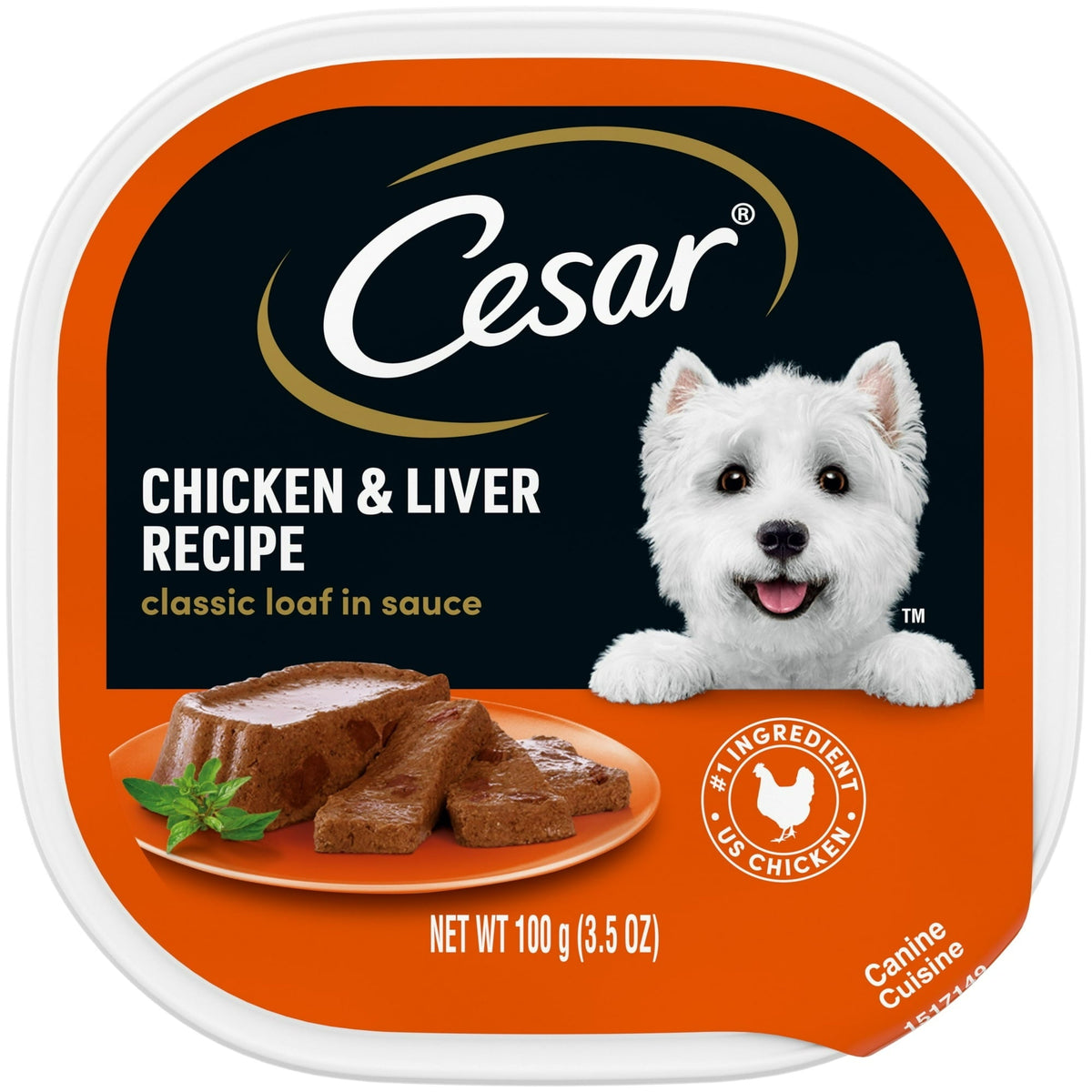 (24 pack) Cesar Classic Loaf In Sauce Chicken And Liver Recipe Wet Dog Food, 3.5 Oz Tray