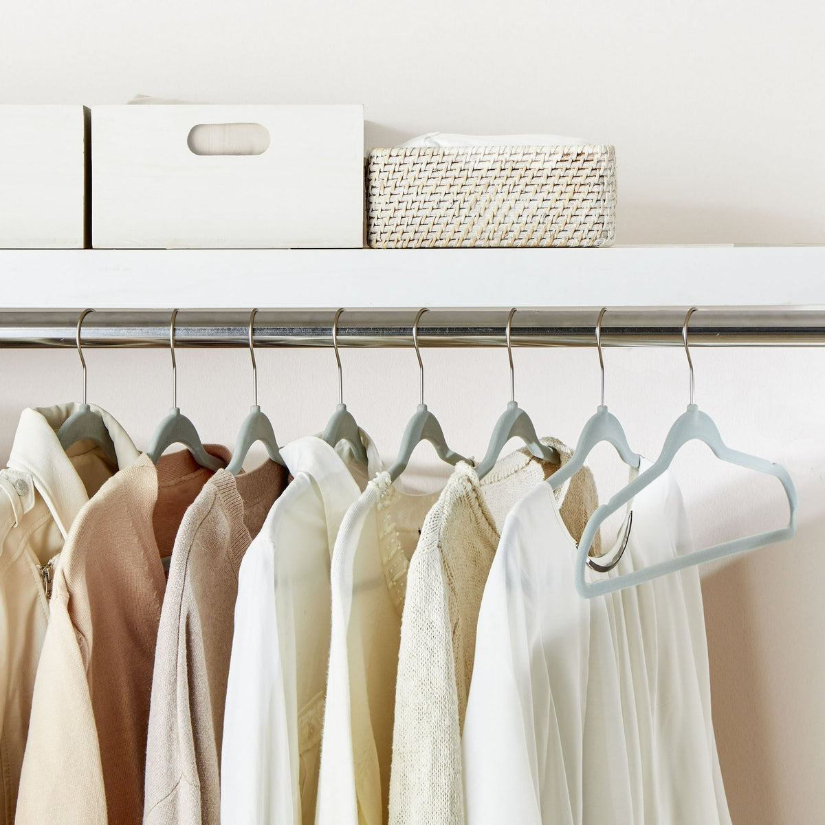 Better Homes & Gardens Velvet Adult Clothing Hangers, Beige, Non-Slip, Space Saving, 30 Count