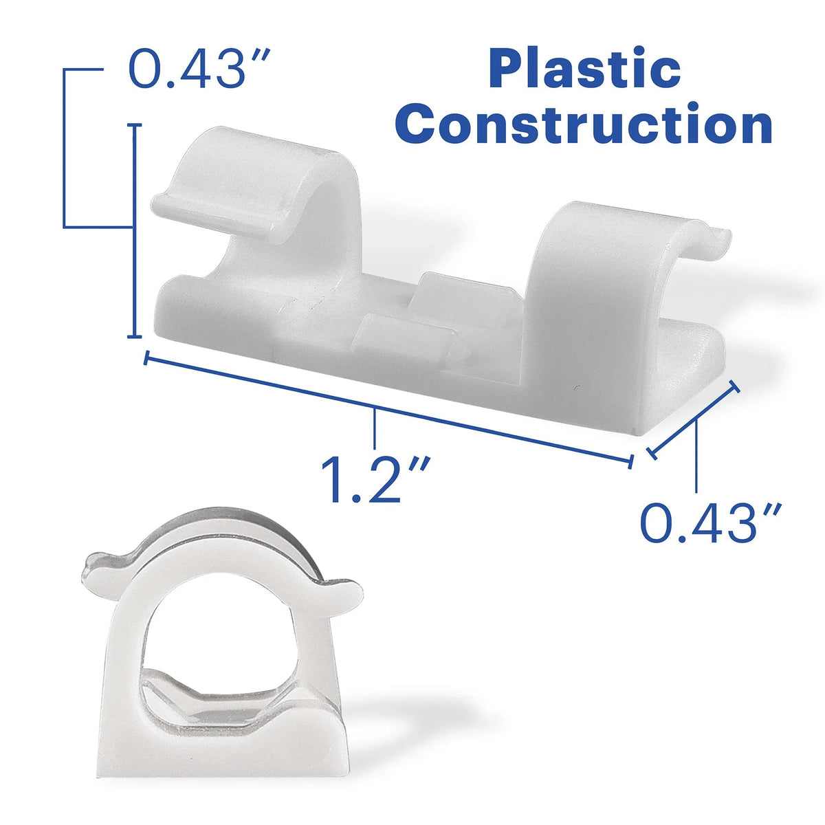 onn Peel and Stick Adhesive Cable Management Clips, 24 Count