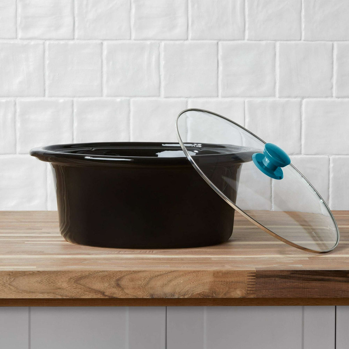 Mainstays Corsair Blue 6 Quart Oval Slow Cooker with Glass Lid