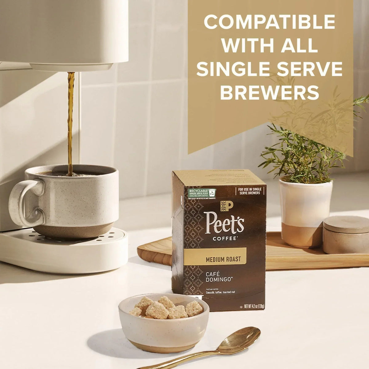 Peet's Coffee Single Origin Brazil Premium Medium Roast Single Serve Coffee Pods, 22 Count