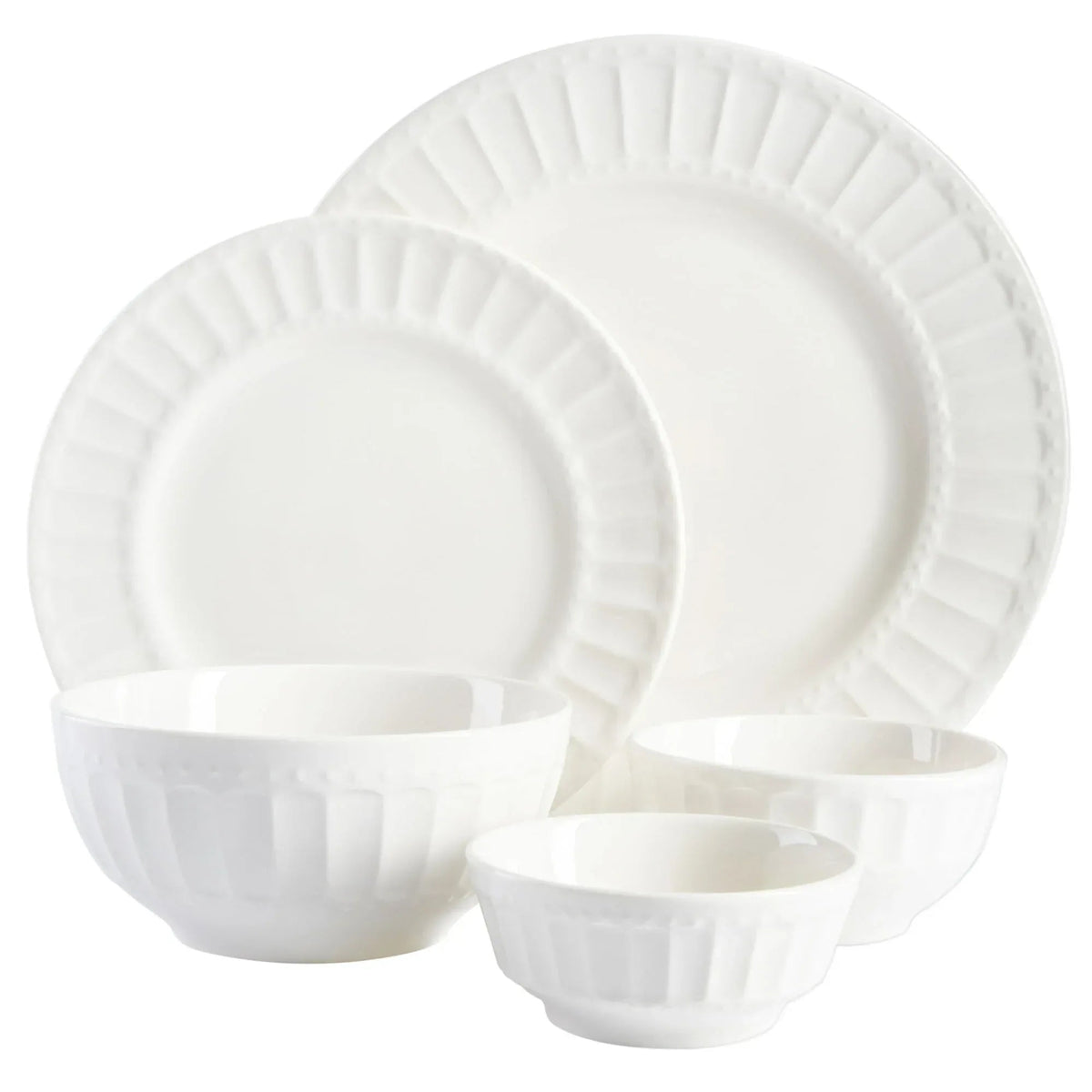 Gibson Home Gracious Dining Gourmet Expressions 40 Piece Embossed Porcelain Dinnerware Set