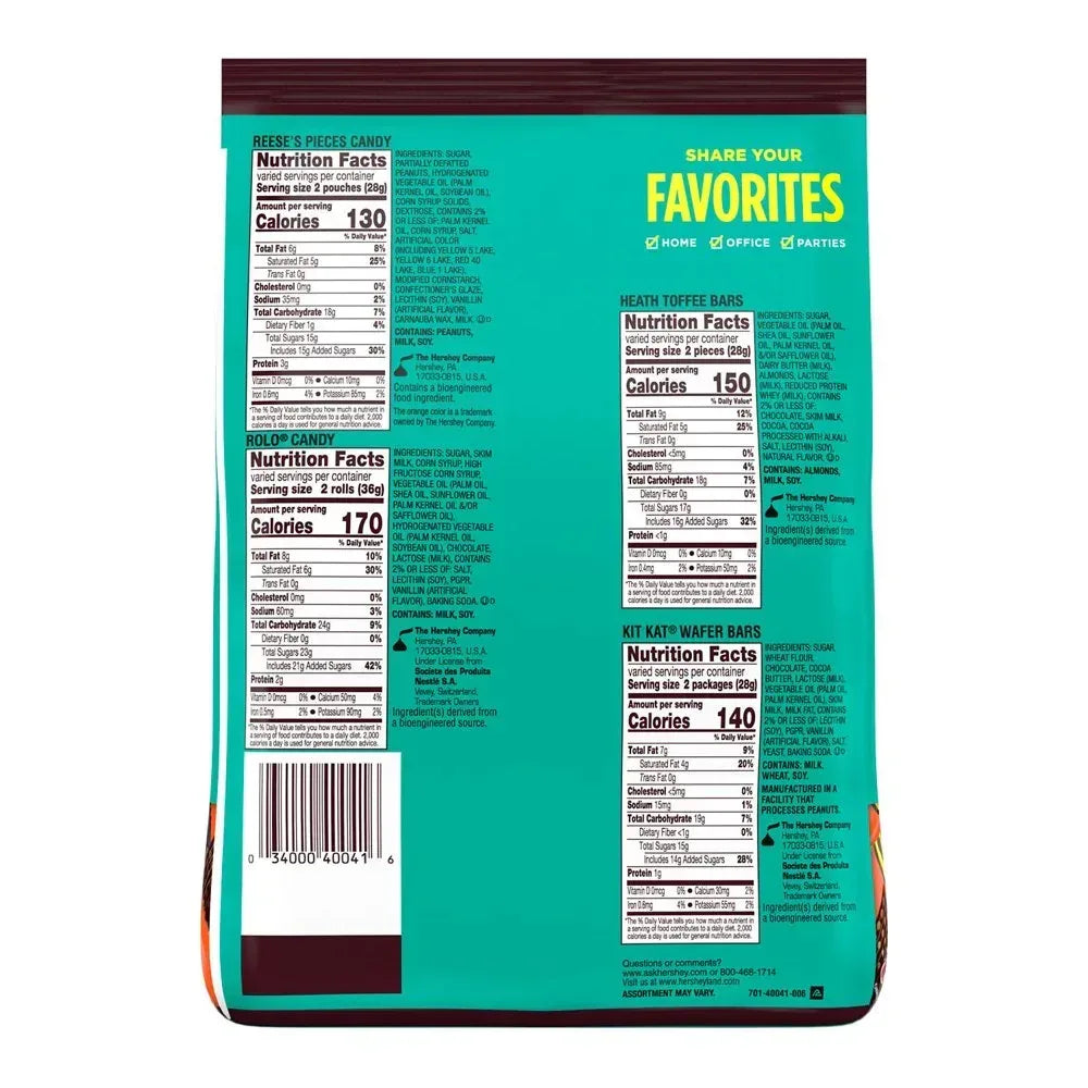 Hershey Assorted Flavored Snack Size Candy, Party Pack 35.04 Oz