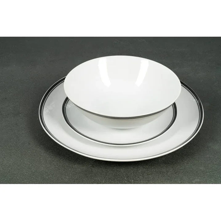 10 Strawberry Street Simply Coupe 16-Piece Ceramic Dinnerware Set, Black