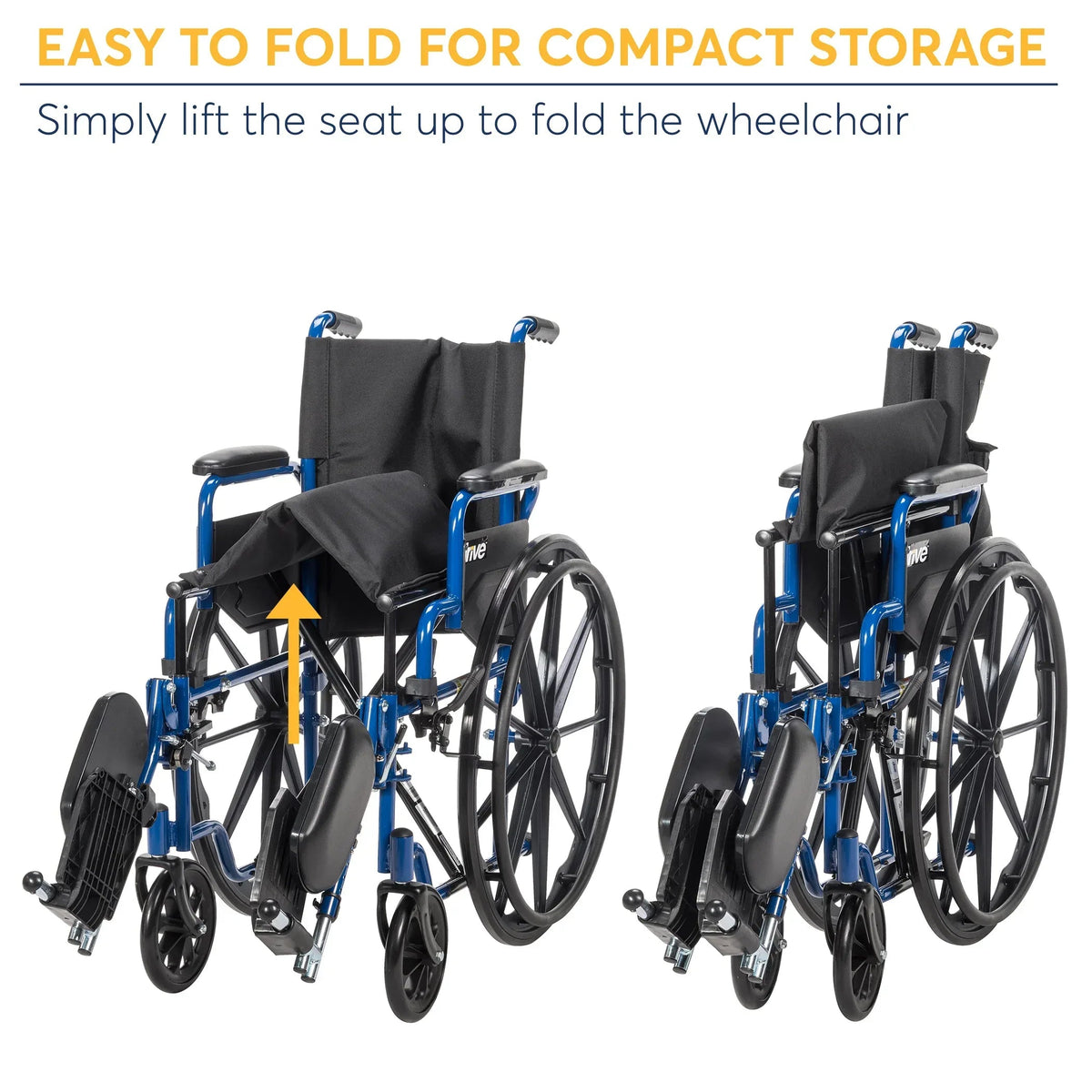 Drive Medical Blue Streak Wheelchair with Flipback Desk Arms, Elevating Leg Rests, 18" Seat, Steel Frame